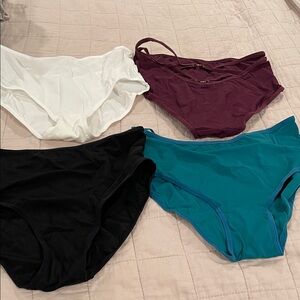 Set of Four Women's Underwear - Black, White, Teal, and Burgundy